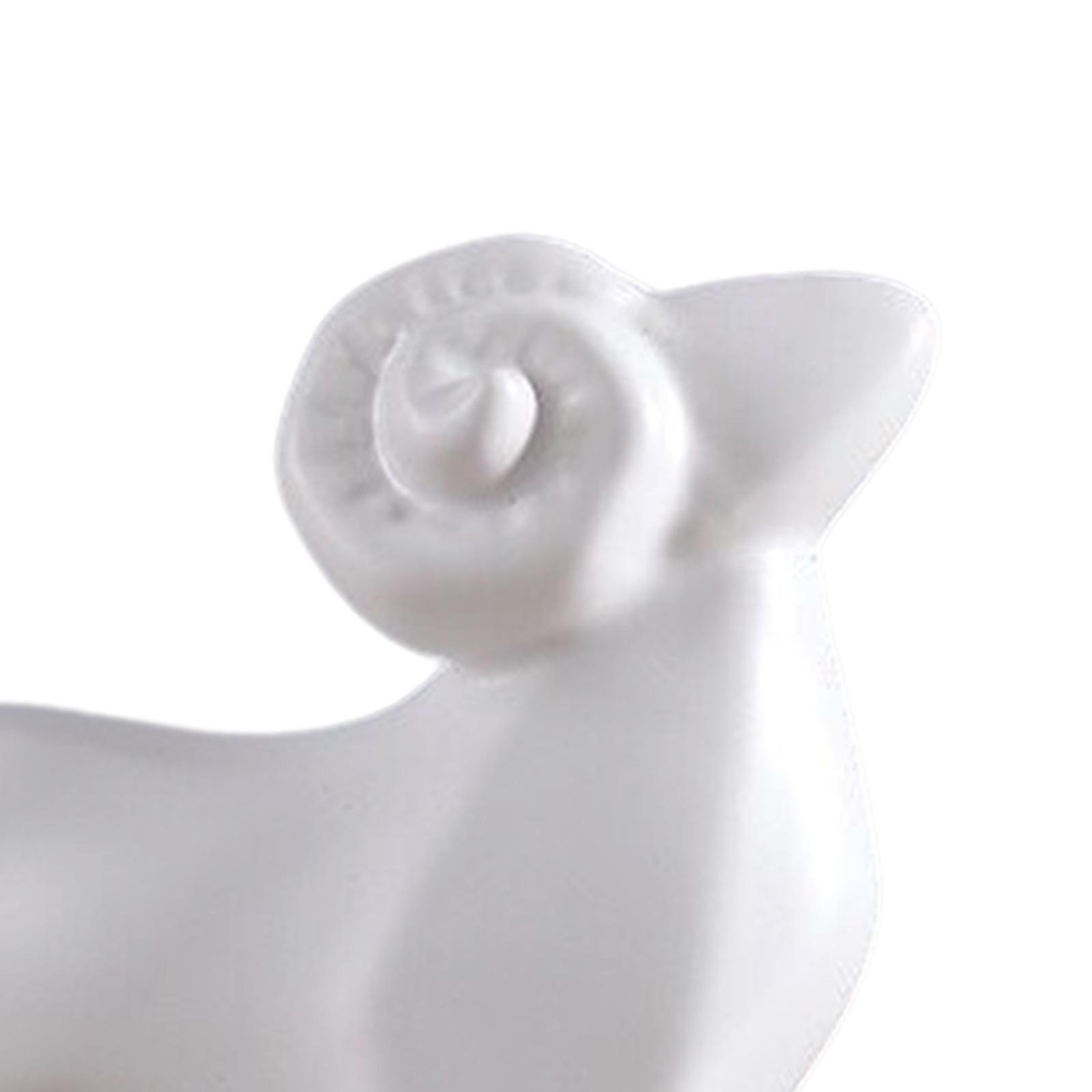 Creative Sheep Statue, Porcelain Nordic Collectable Ornament Animal Figurine for Desktop Bedroom Shop Bookshelf Decoration White Small - image 4 of 8