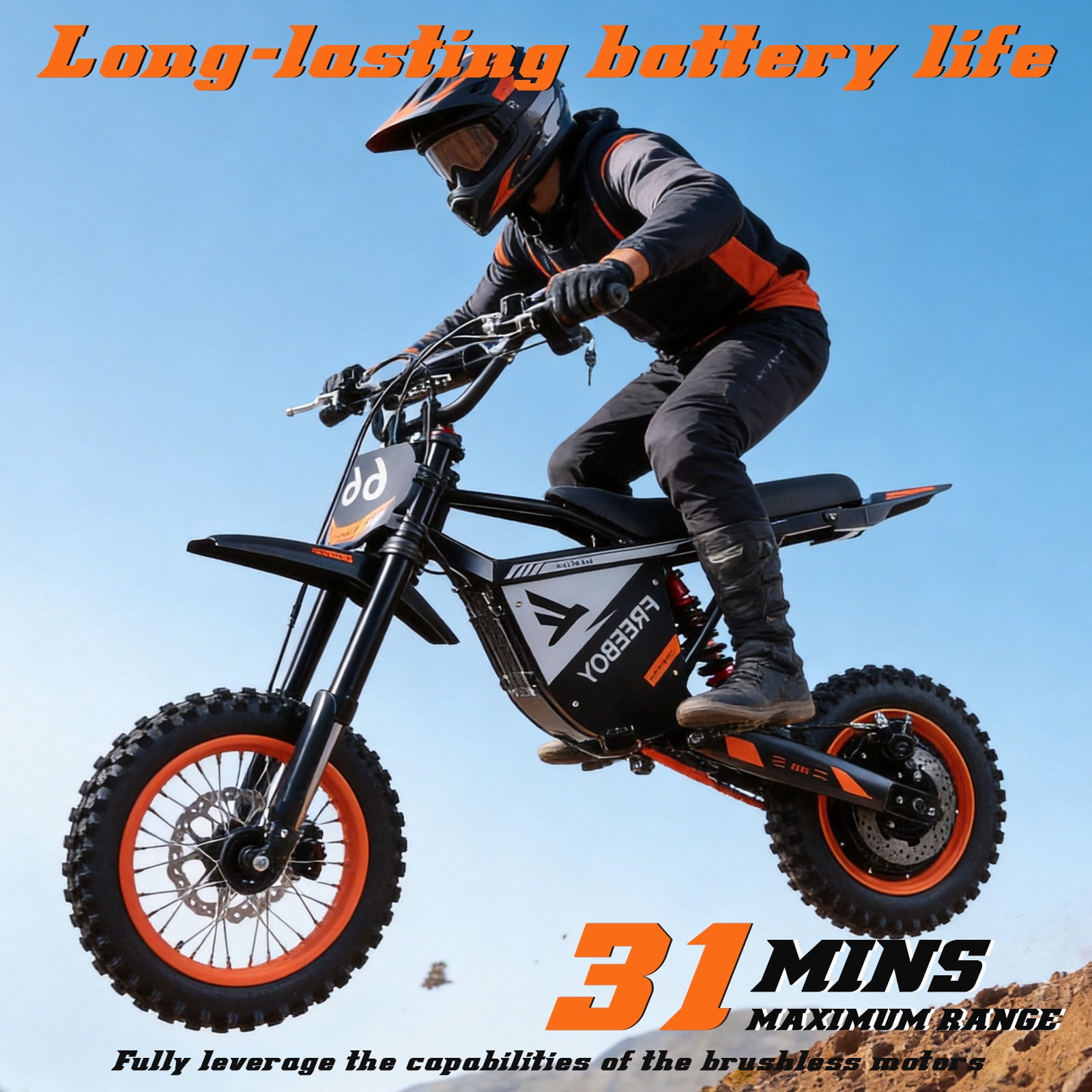 Y66 Electric Bike for Teens Adults,3000W Brushless Motor Up to 34MPH, 48V 30Ah 40-Mile Electric Motorcycle, 12"/10" Off-Road Tire Ebike, Dual Hydraulic Brakes, Full Suspension UL2849