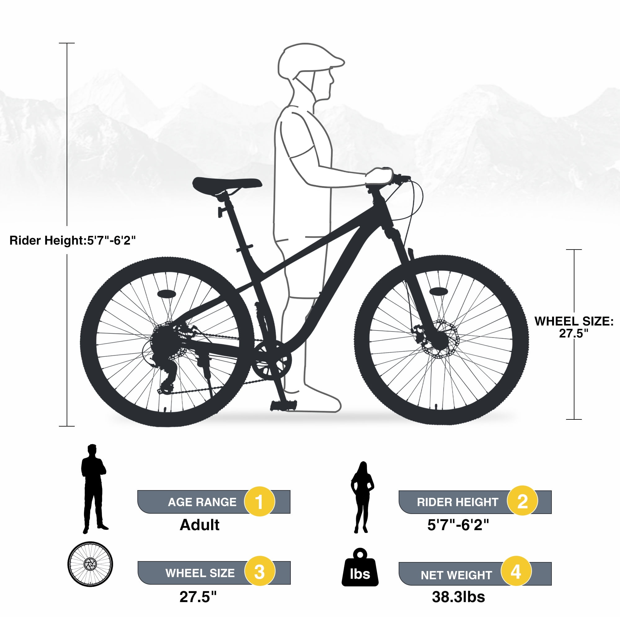 Ambifirner 27 inch Men Mountain Bike - 8-Speed Gear System & Wanda All-Terrain Tires - 85% Pre-Built Cycling Bike