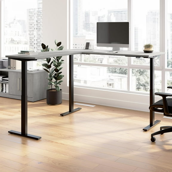 Move 60 Series 72W L Shaped Standing Desk in Platinum Gray - Engineered Wood