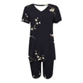 thumbnail image 4 of Blusas para Mujeres Casual Cuello en V Impresión de Manga Corta Blusa Y Pantalones Cortos Dos Piezas Pantalones Conjunto, 4 of 4