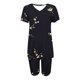 thumbnail image 3 of Blusas para Mujeres Casual Cuello en V Impresión de Manga Corta Blusa Y Pantalones Cortos Dos Piezas Pantalones Conjunto, 3 of 4