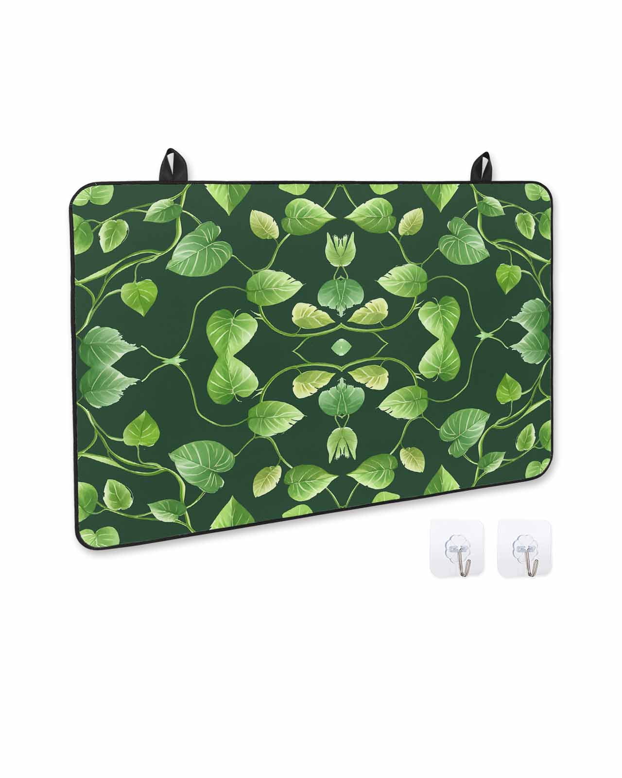 nqOlkjepod Large Induction Cooktop Protector Mat 24"x21", Green Leaves Stove Top Covers for Electric Stove, Retro Botanical Garden Pastoral Plants Stove Burner Cover Mats, Glass Top Stove Cover