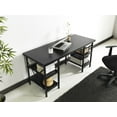 thumbnail image 3 of CoSoTower Metal Frame 60" Extra Wide Wood Top 4 Shelves Writing and Computer Desk for Home Office, Black, 3 of 5