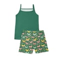 thumbnail image 4 of WAVSUF Outfit Sets for Girls Square Neck Cami Tee and Cartoon Shorts 2 Piece Sleeveless Casual Summer Breathable Clothes Green Size 13-14, 4 of 7