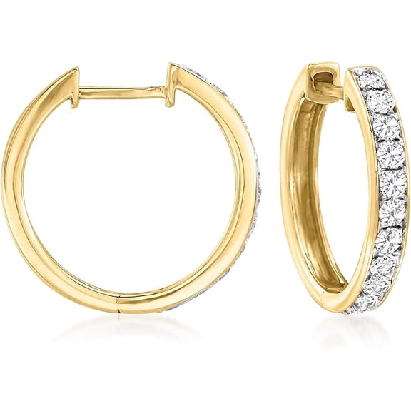 Dazzlingdaimonds Jewels 925 Sterling Silver 2.00 Ct Round Cut Diamond Huggie Hoop Earring's 14K Yellow Gold Plated For Women's