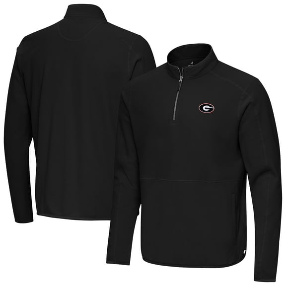 Men's Antigua Black Georgia Bulldogs Step Up Quarter-Zip Pullover