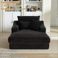 thumbnail image 4 of Aukfa 68" Oversized Chaise Lounge Chair with 2 Cup Hoders&Side Pockets, 3Pillows, Corduroy, Black, 4 of 9