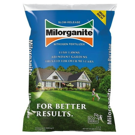Milorganite 6-4-0 Fertilizer Plant Food, Covers 2,500 Sq. Ft, 32 Pound Bag