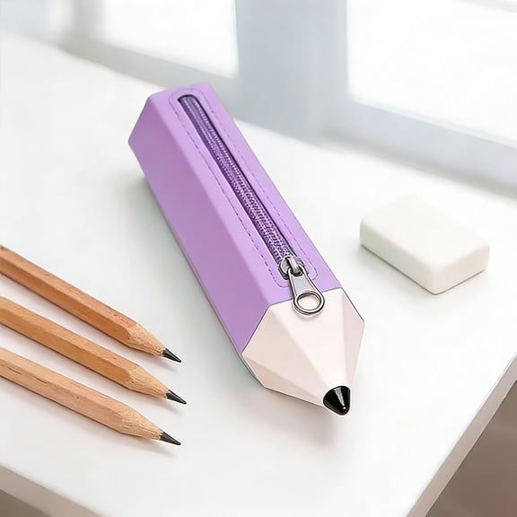 Bcylexb Pen Shape Pencil Case, Large Capacity Pencil Pouch with Zipper Soft Portable Stationery Bag for Classroom Office Gift for Teens Students