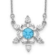 thumbnail image 4 of Sterling Silver Rhodium-plated Clear & Blue Crystal Snowflake with 2in Extender Necklace, 4 of 5
