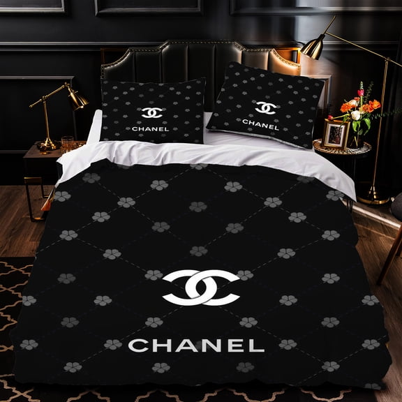 Chic 3-Piece Black and White Duvet Cover Set with Diamond Pattern & Floral Accents - Elegant Modern Bedroom Decor