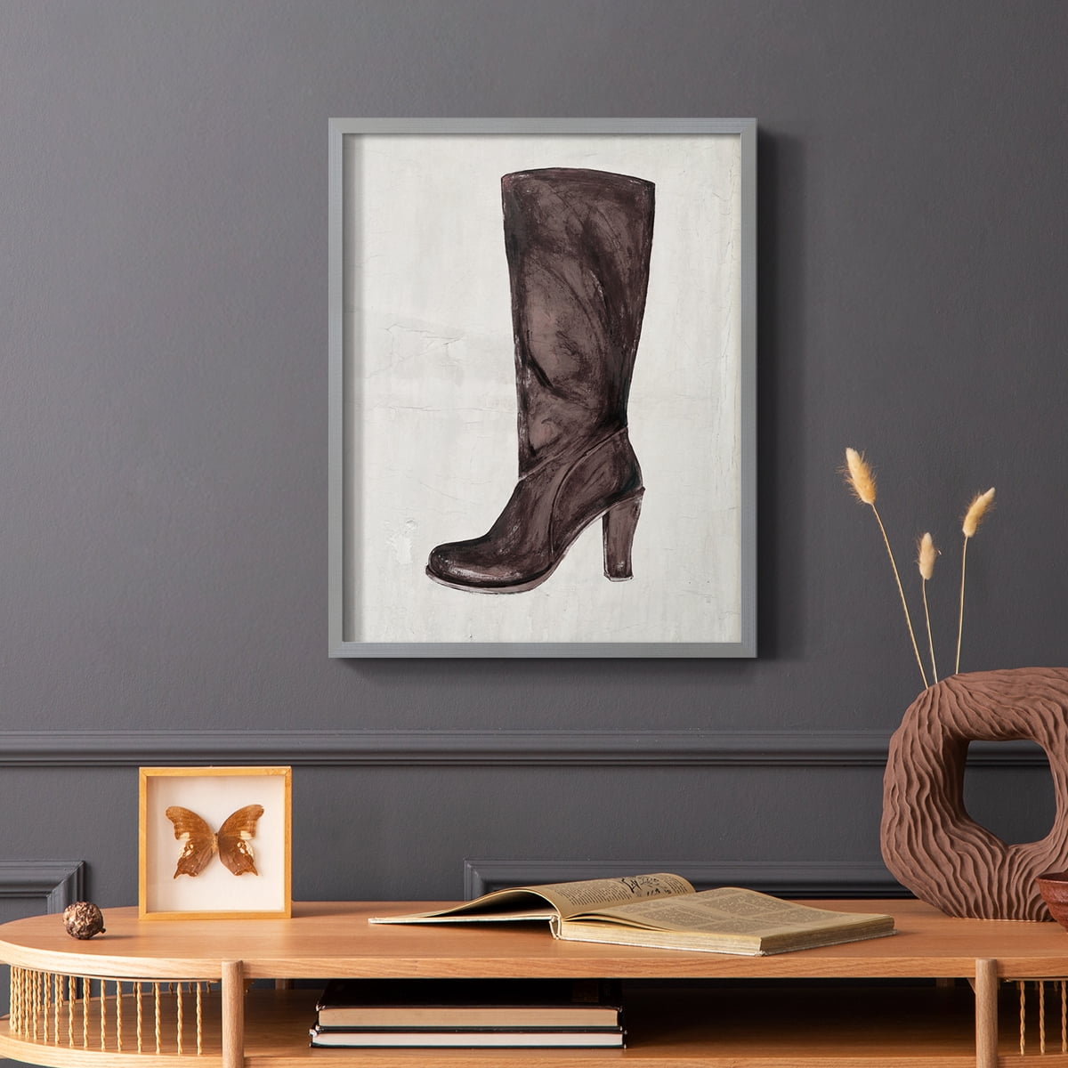 The Shoe Fits III V1 Framed Print in Gray Solid Wood Framed Print No Nail Hanging
