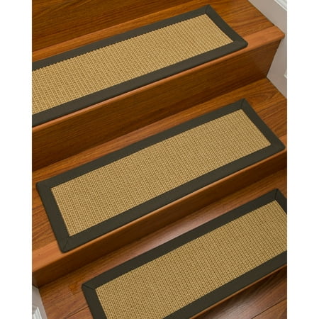 Custom Handmade Basses Natural Area Rugs 100% Natural Fiber Devon, Sisal Beige, Handmade Custom Stair Treads Carpet Set Of 4 (9