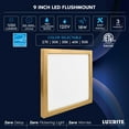 thumbnail image 7 of Luxrite 9 Inch Square LED Flush Mount Light, 18W 1250LM, 5CCT 2700K-5000K, Dimmable - Brass 4-Pack, 7 of 7
