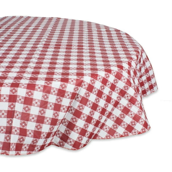DII Red Check Ecovinyl Tablecloth (Set of 3), 60" Round