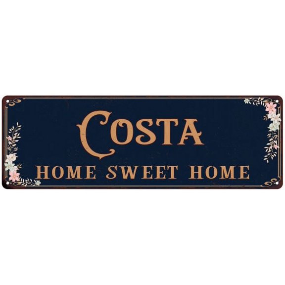 COSTA Home Sweet Home Victorian Look Gift 6x18 Metal Sign 206180046349