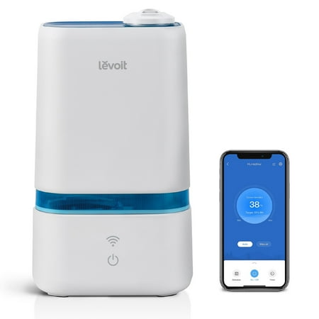 Levoit Smart Ultrasonic Cool Mist Humidifier: Bedroom Use, 4L Capacity, No Filter, 100-300 sq. ft. Coverage, 40-Hour Run Time