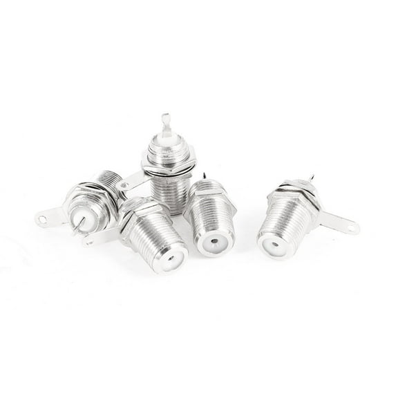 Unique Bargains 5 x F Type Female Chassis Panel Mount Jack Solder Connectors Adapter Silver Tone