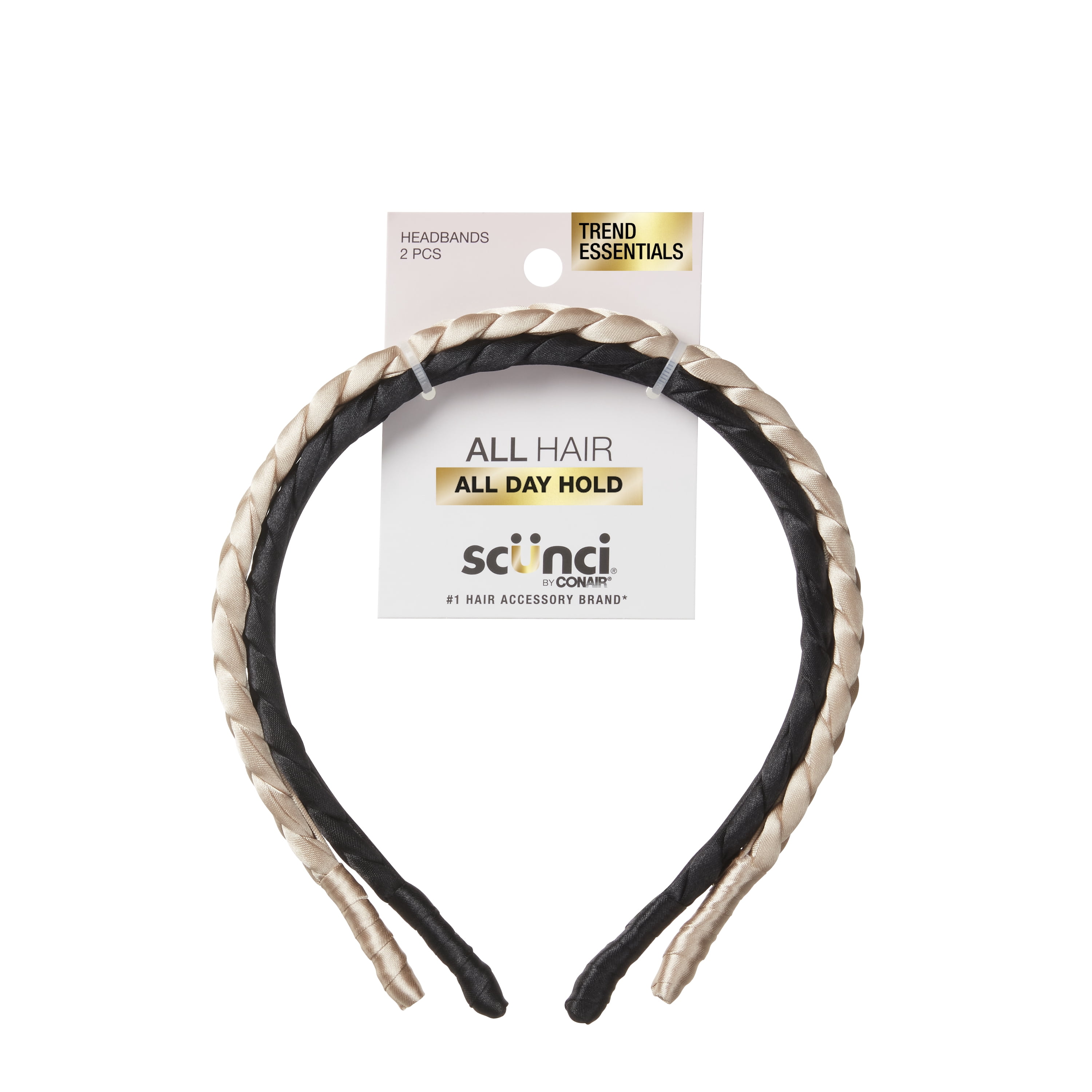 Tayshia by Scunci Comfort No-Squeeze Satin Braided Headband, Tan