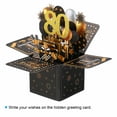 thumbnail image 3 of Uxcell 80th Birthday Card, Pop-Out Birthday Card with Greeting Card and Envelope for Women Girl Gift, Black Gold, 3 of 6