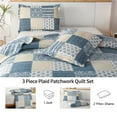 thumbnail image 2 of Beartech Bedspread Set King Size Stripe Plaid Quilt Bedding Set Leaves Floral Patchwork Quilt Lightweight Reversible Coverlet Soft Microfiber Quilt, 2 of 7
