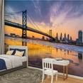 thumbnail image 2 of Peel and Stick Wallpaper Waterproof Panorama Philadelphia skyline Bridge s Landing Wall Mural Decor Self Adhesive and Removable 100in x 144in, 2 of 8