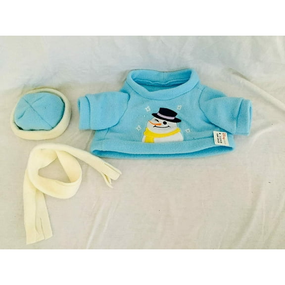 Christmas Sweater Hat & Scarf Blue Fits Medium 12"-15" Tall Plush Doll Holiday