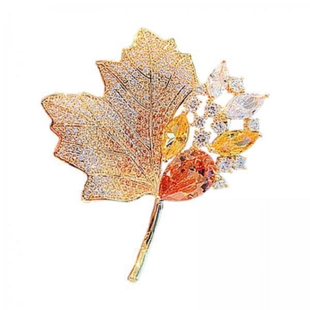 Broche de mujer,broche de hoja de arce para mujer vestido de moda,broche de diamantes de imitación para el pecho broche de solapa para traje,joyería elegante regalos del día de San Valentín