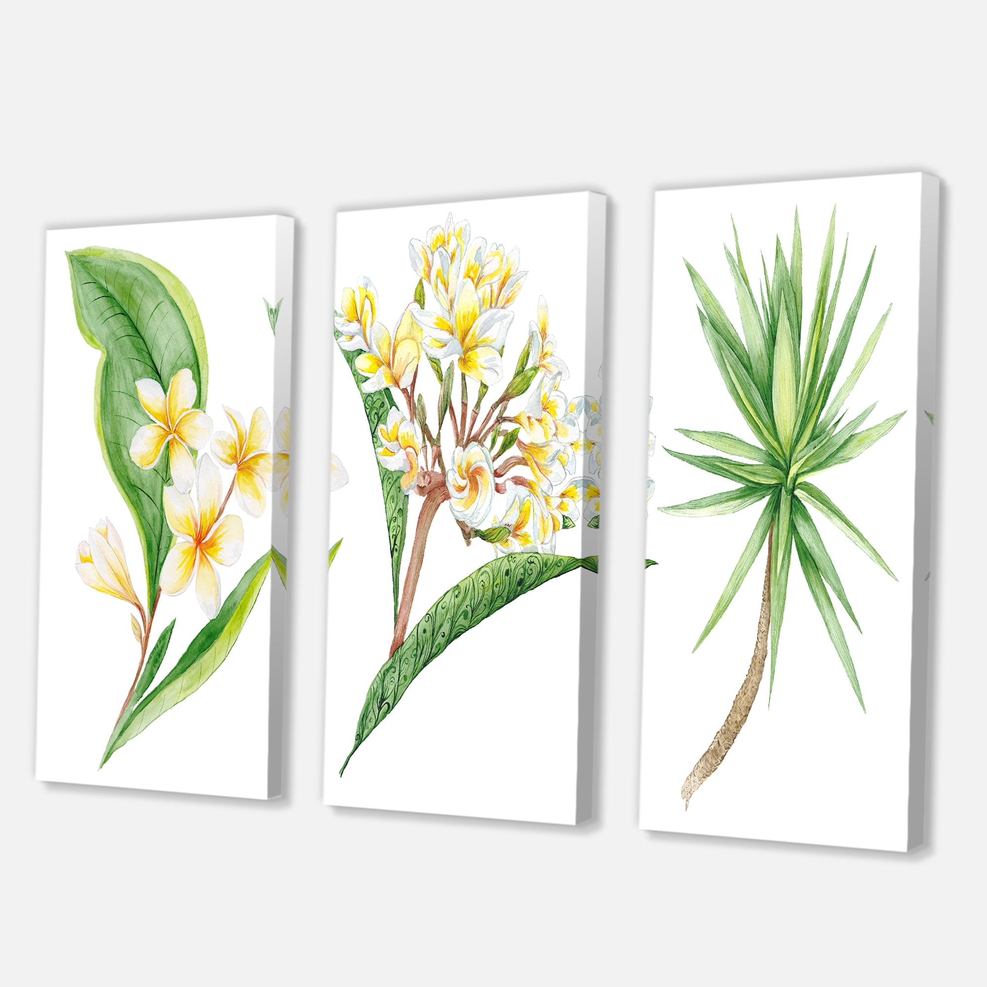 Designart ' Yellow Flowers and Tropical Foliage XII ' Traditional Canvas Wall Art Print