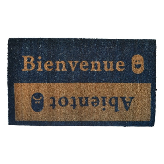 Imports Decor Inc 30" x 18" Vibrant Blue and Brown Rectangular "Bienvenue-Abientot" Decorative