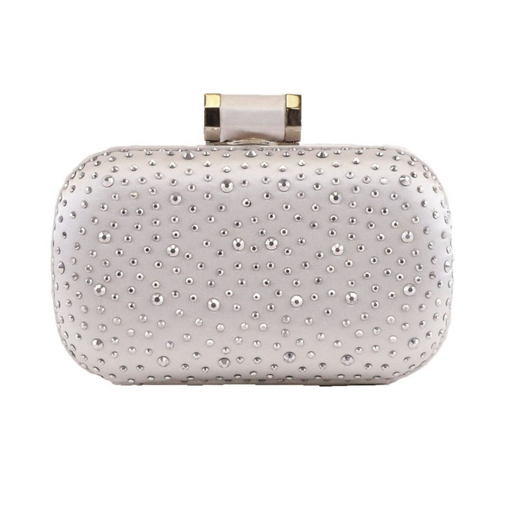 silver glitter clutch bag