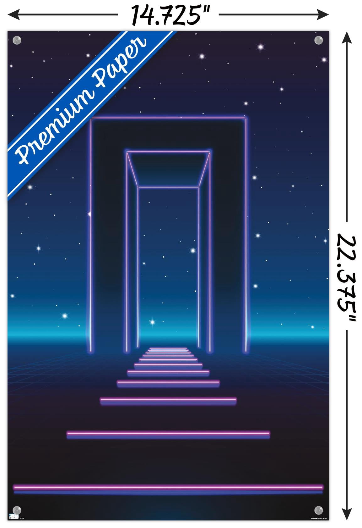 Geometric Neon Wall Poster with Pushpins, 14.725" x 22.375"