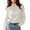 White, variant on Womens Cropped Zip Knit Top High Neck Long Sleeve Ribbed Casual Loose Cardigan Fall Winter Knit Sweater, Black L