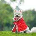thumbnail image 2 of Capa con capucha para mascotas con sombrero, material cálido y cómodo de alta calidad, chal rojo con capucha para mascotas, el mejor regalo de Navidad y número (L), 2 of 5