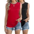 thumbnail image 1 of Camisetas sin mangas Micoson 2025 plisadas con cuello redondo sin mangas para mujer, 1 of 4