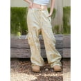 thumbnail image 2 of vera natura Women Baggy Pants Drawstring Waist Wide Leg Floral Pants Multiple Pockets Cargo Trousers, 2 of 7