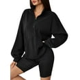 thumbnail image 4 of Fancyglim Sweatshirts for Women Oversized Fleece Tops Fall Half Zip Turtleneck Long Sleeve Pullover with Pockets Black 2XL, 4 of 7