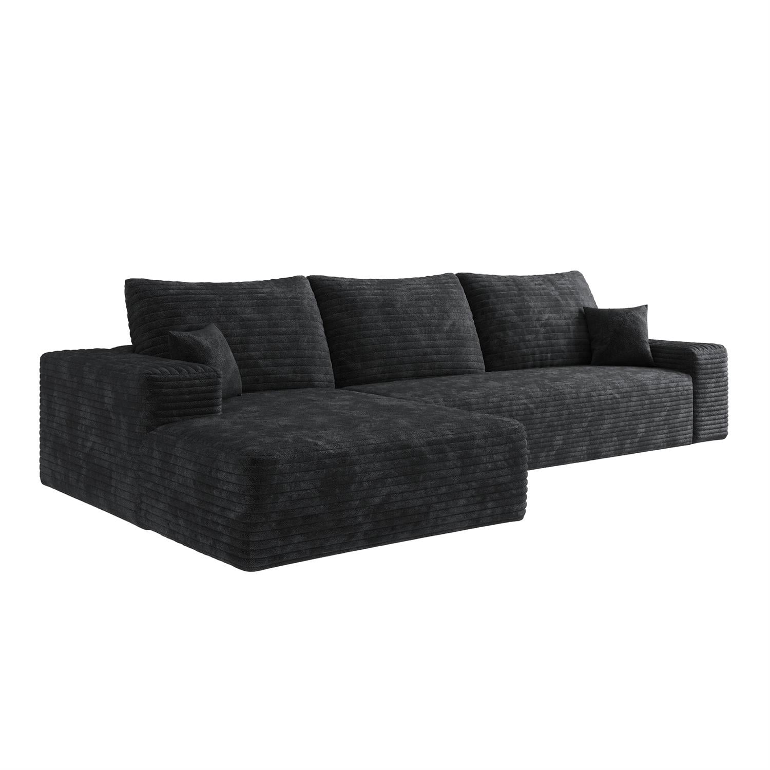 Demi Bonn 107" Modern Cloud Sectional Sofa with L-Shape Chaise, Deep Seat Upholstered Couch for Living Room & Bedroom, No Assembly Needed, Black