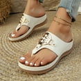 thumbnail image 7 of LOVZFMLL Women's Wedge Sandals 2025 Summer Fashion Metal Beach Vacation Slippers Comfort Casual Outdoor Walking Slides Sandals White 5.5, 7 of 7