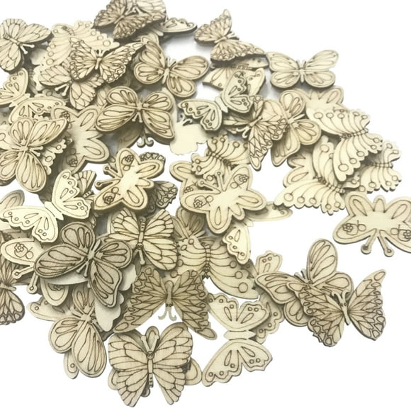 Coofit 50PCS Wood Slice Butterfly Shape DIY Blank Painting Wood Cutout Wood Craft