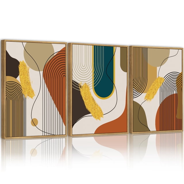 Arte mural boho abstracto PHOPAGO 11 x 14 pulgadas con marco, juego de 3