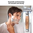 thumbnail image 3 of Amdohai 1PC Double Edge Safety Razor with Long Natural Wooden Handle Shaving Razor Alloy Scalloped Bar Double Edge Safety Razor Shaving Open Comb Head for Men Barber Male Home Use Shaving Tools, 3 of 5