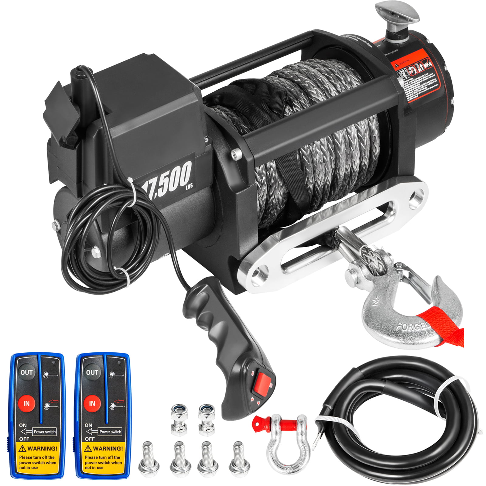 VEVOR Truck Winch 17500Ibs Electric Winch 98.5ft Synthetic Rope 12V 6.6hp Power Winch Jeep Winch with Wireless Remote Control and Powerful Motor for UTV ATV & Jeep Truck and Wrangler Accessories 