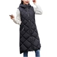 thumbnail image 3 of Juebong Womens Long Puffer Vest Thicken Winter Coats Quilted Hooded Vests Sleeveless Puffy Jacket Parkas Windproof Outerwear Gilet Black,L, 3 of 8