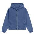 thumbnail image 7 of MexChoioe Hoodie Denim Jacket for Womens Drawstring Vintage Denim Fabric Hoodies Full Zip Long Sleeve Hooded Jean Coat with Pockets, 7 of 7