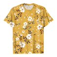 thumbnail image 4 of idosla Vintage Boho Floral T Shirt for Women Cute Colorful Wildflowers Graphic Short Sleeve Fashion Girl Botanical Tee Tops (Yellow, L), 4 of 4