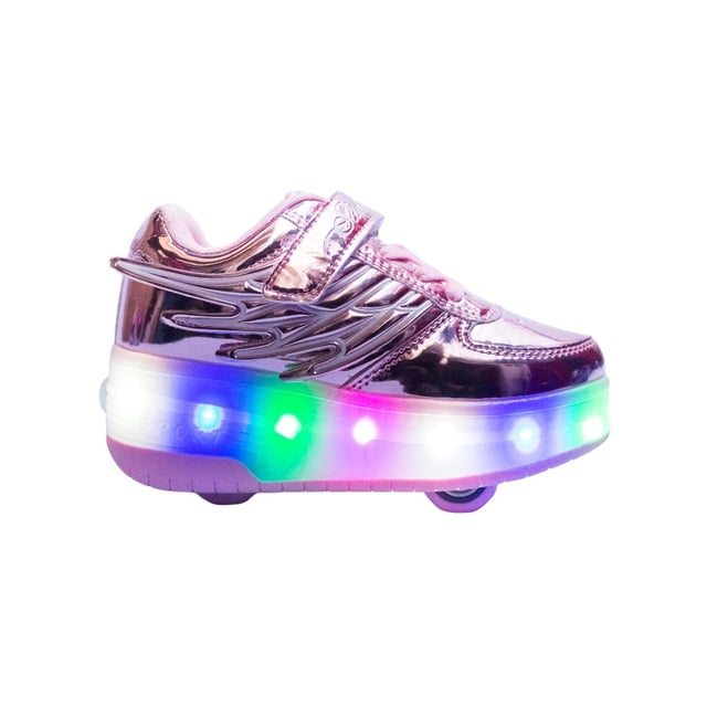 Tenís patín con luces led, talla 20 cm Sweet Rocket Alas metálicas
