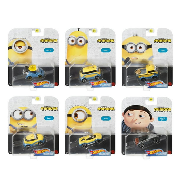 Hot Wheels Character Car Minions The Rise Of Gru Set Of 6 1 64 Collectible Die Cast Toy Cars Walmart Com Walmart Com