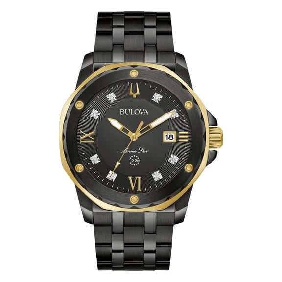 Bulova Men's Marine Black Dial Watch - 98D176